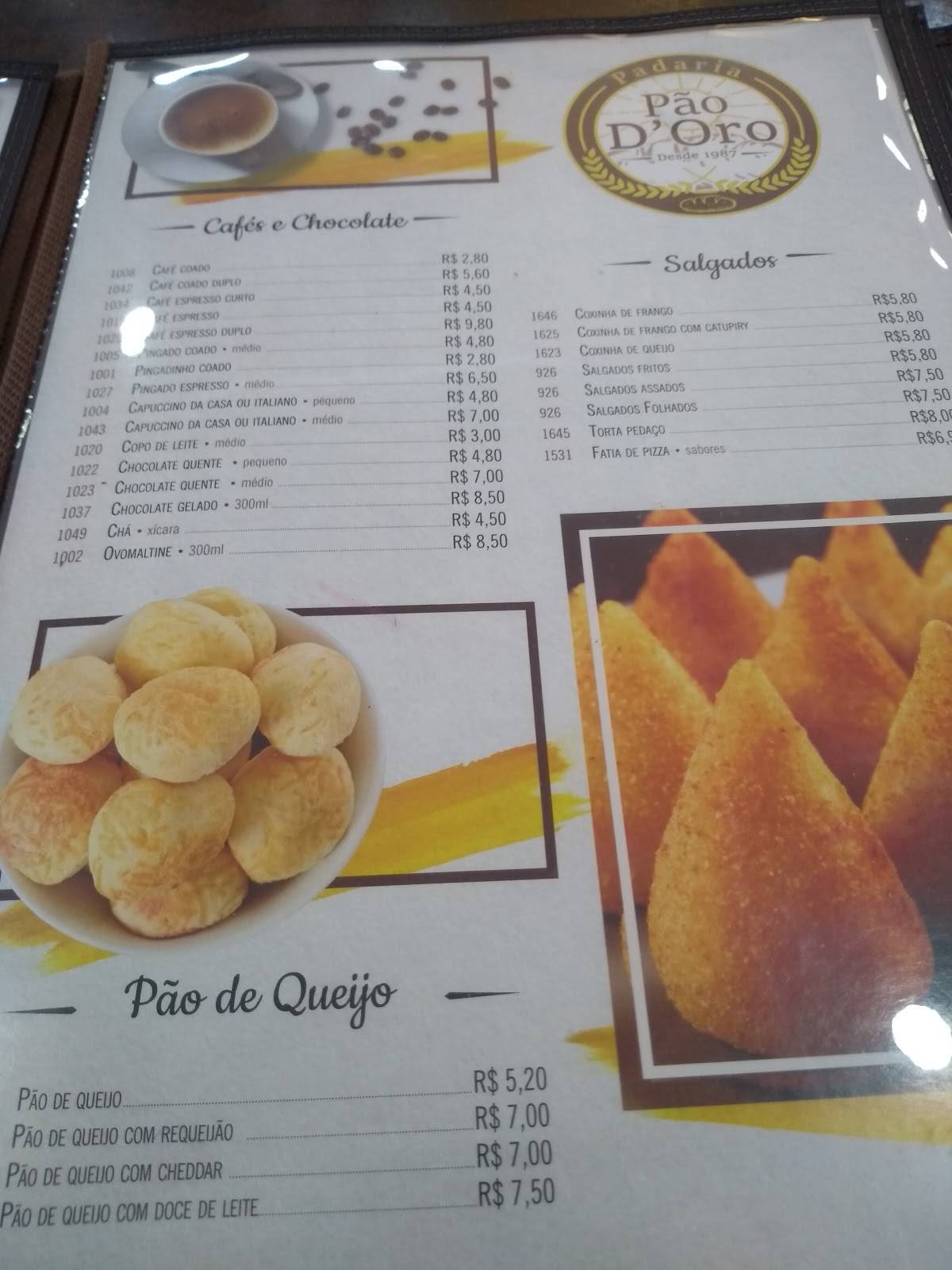 Menu em Pão D oro restaurante de fast food Jundiaí Av Antônio Segre