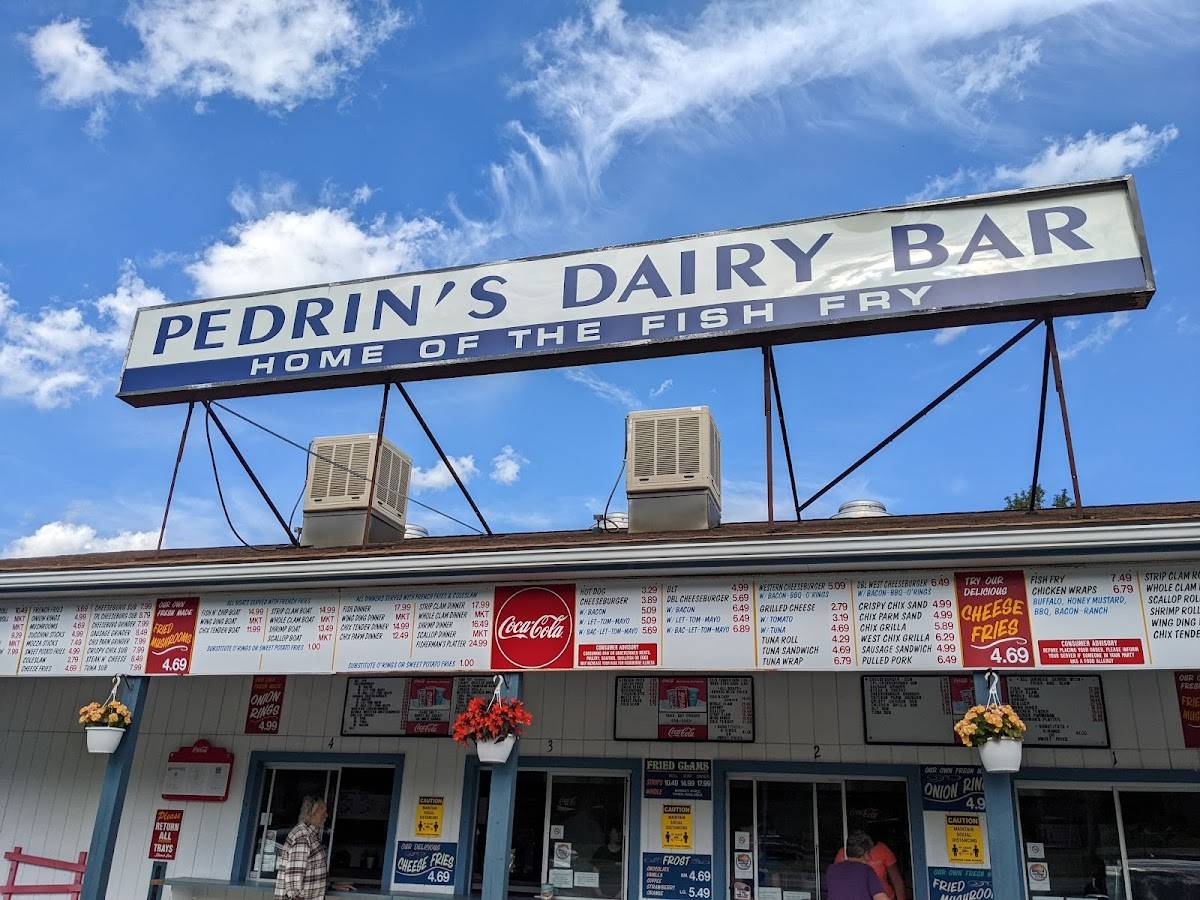 Menu at Pedrin's Dairy Bar, North Adams