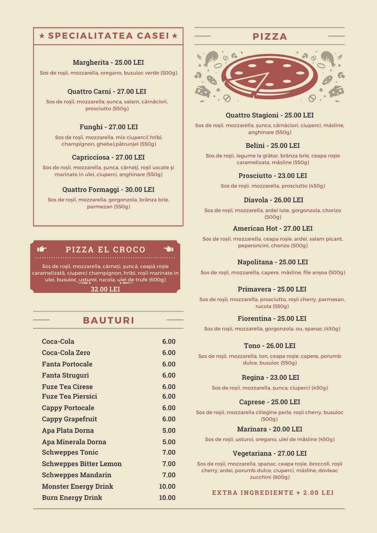 Menu At Pizza Al Forno Darabani