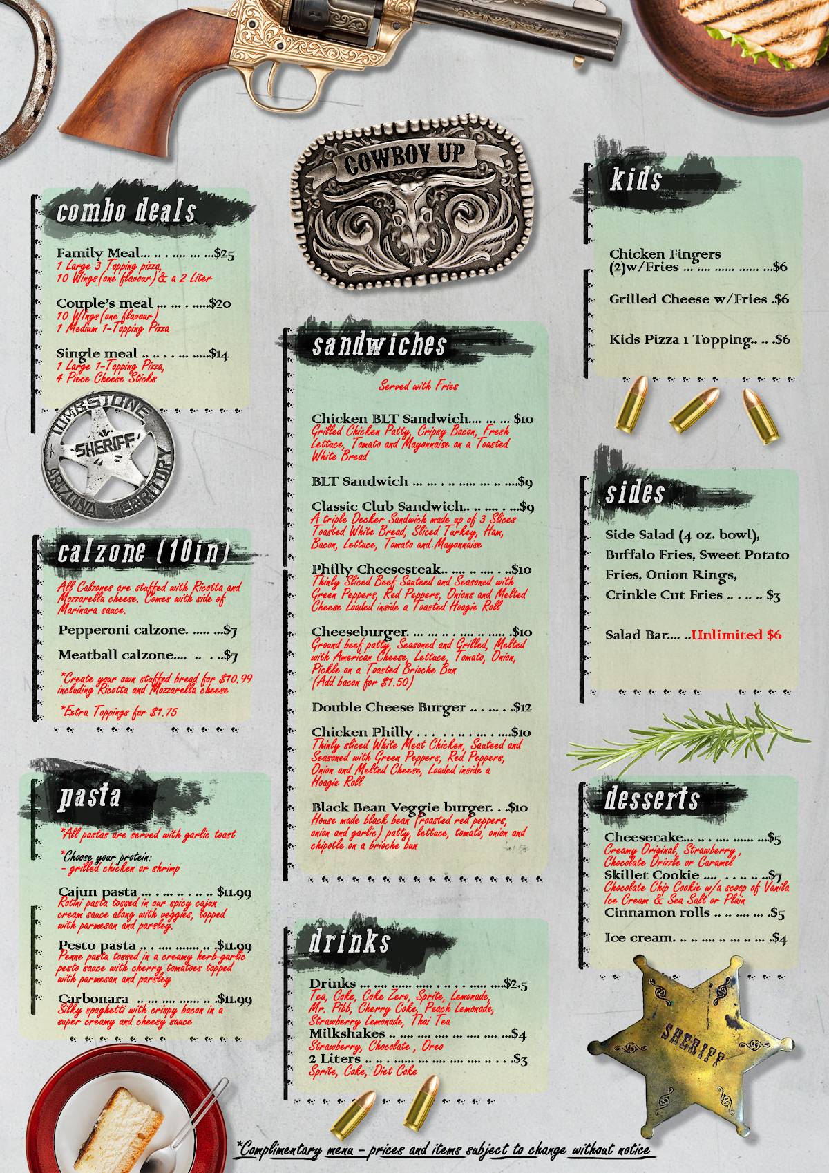 Menu at Iron Eagle Sports Cafe, Claxton