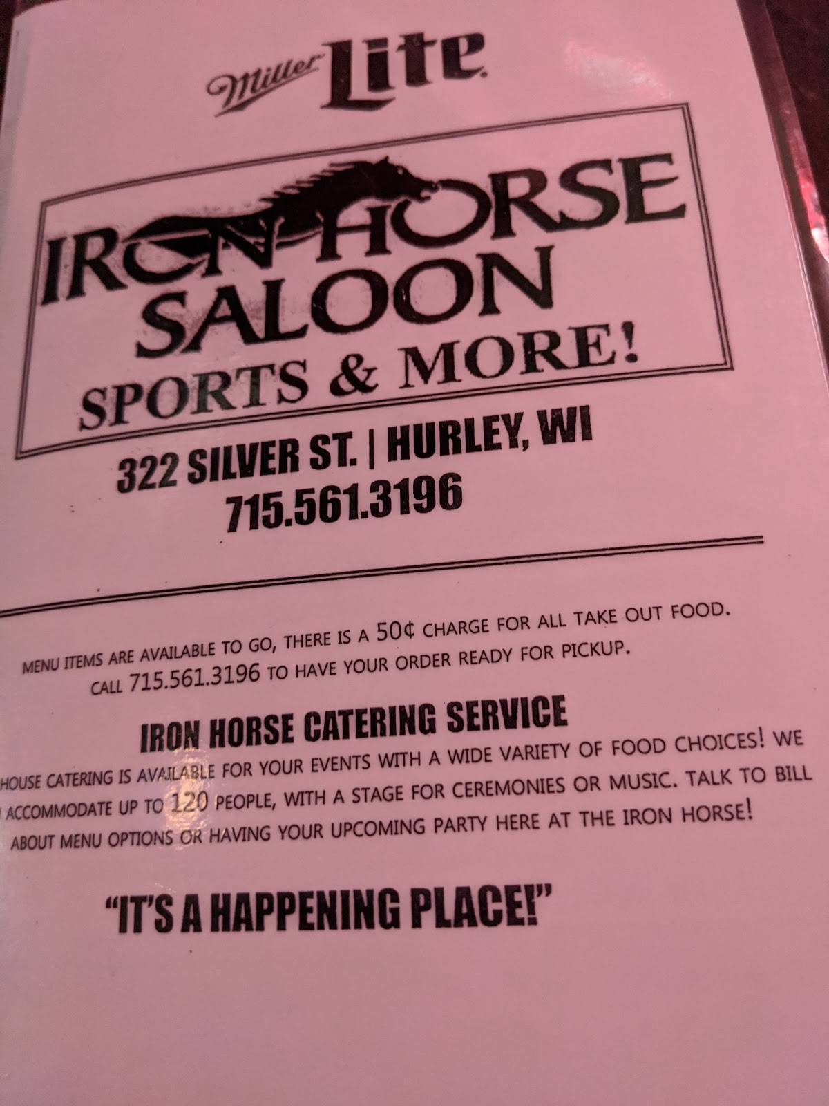 Menu at Iron Horse Inn pub & bar, Hurley