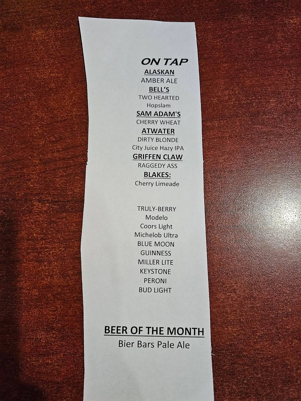 Menu at West Jefferson Bar & Grille, Rockwood, W Jefferson Ave