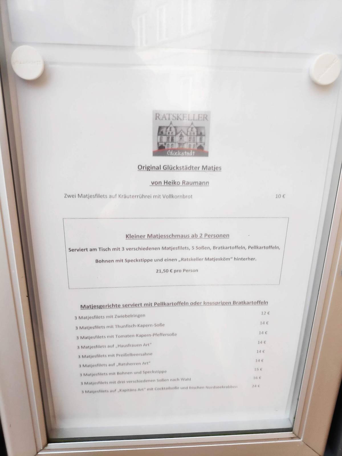 Menu at Ratskeller Glückstadt restaurant, Glückstadt