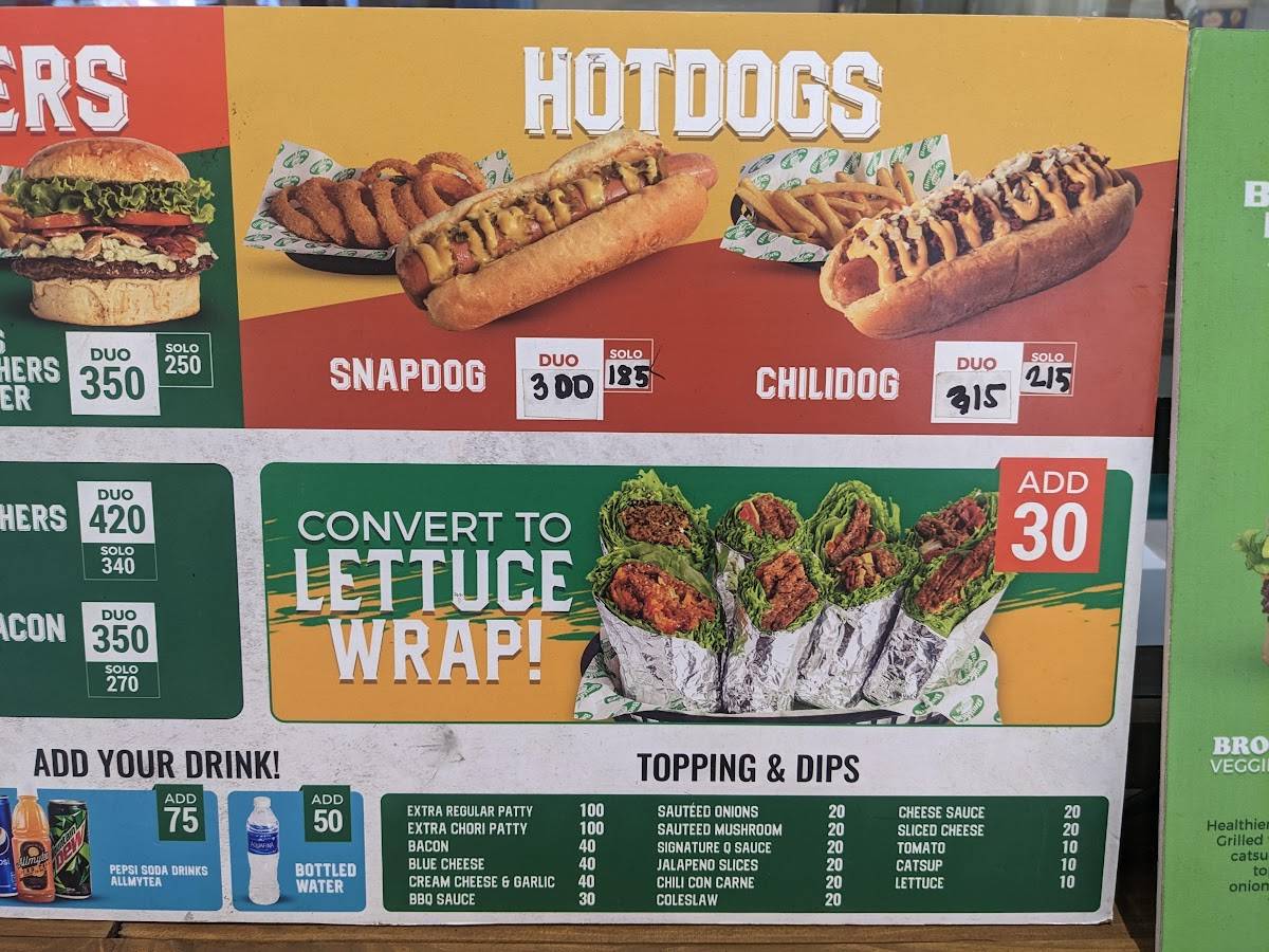 Menu at Brothers Burger Caltex SLEX Biñan restaurant, Biñan