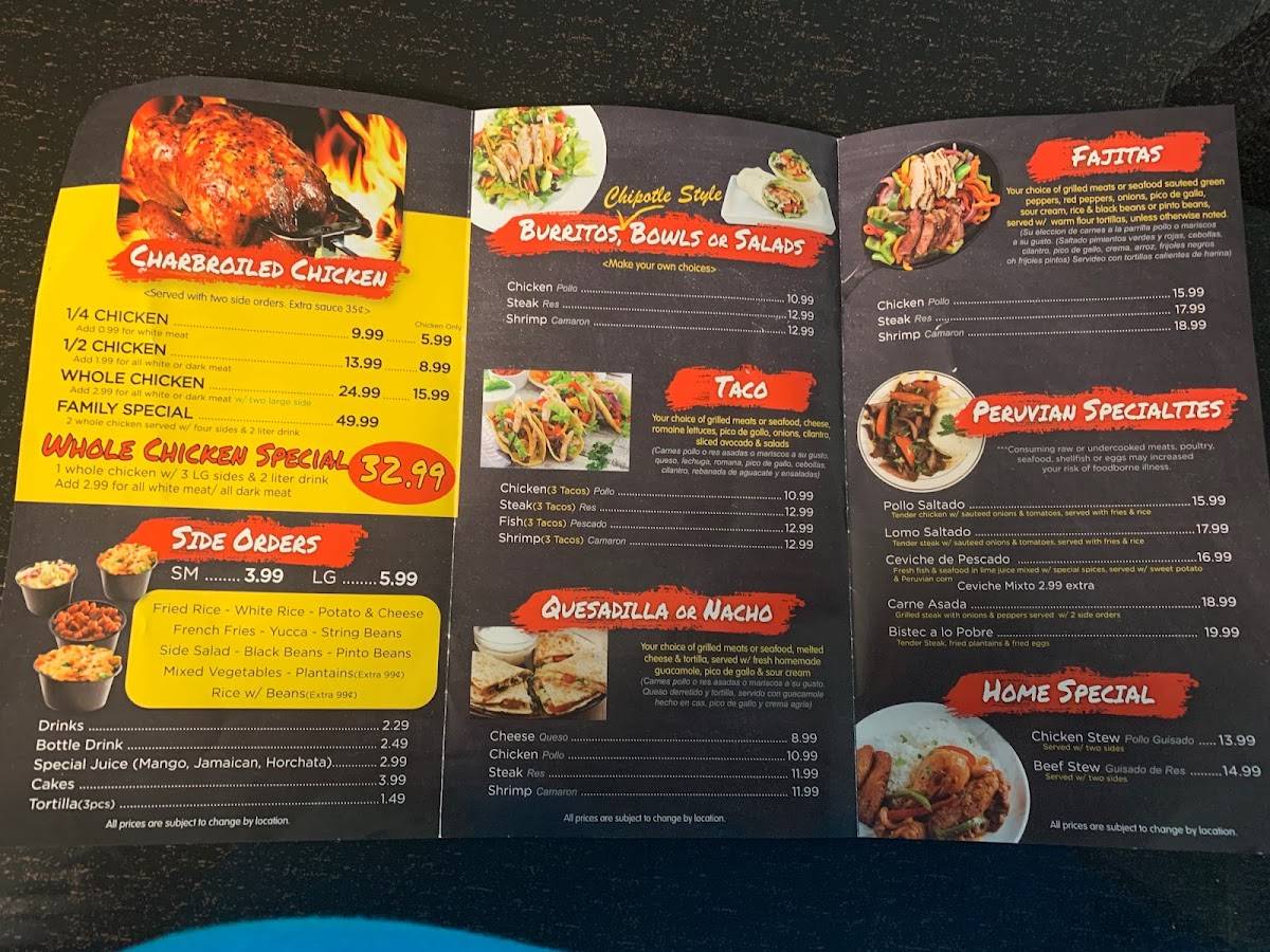Menu at Charcoal Chicken restaurant, Suffolk