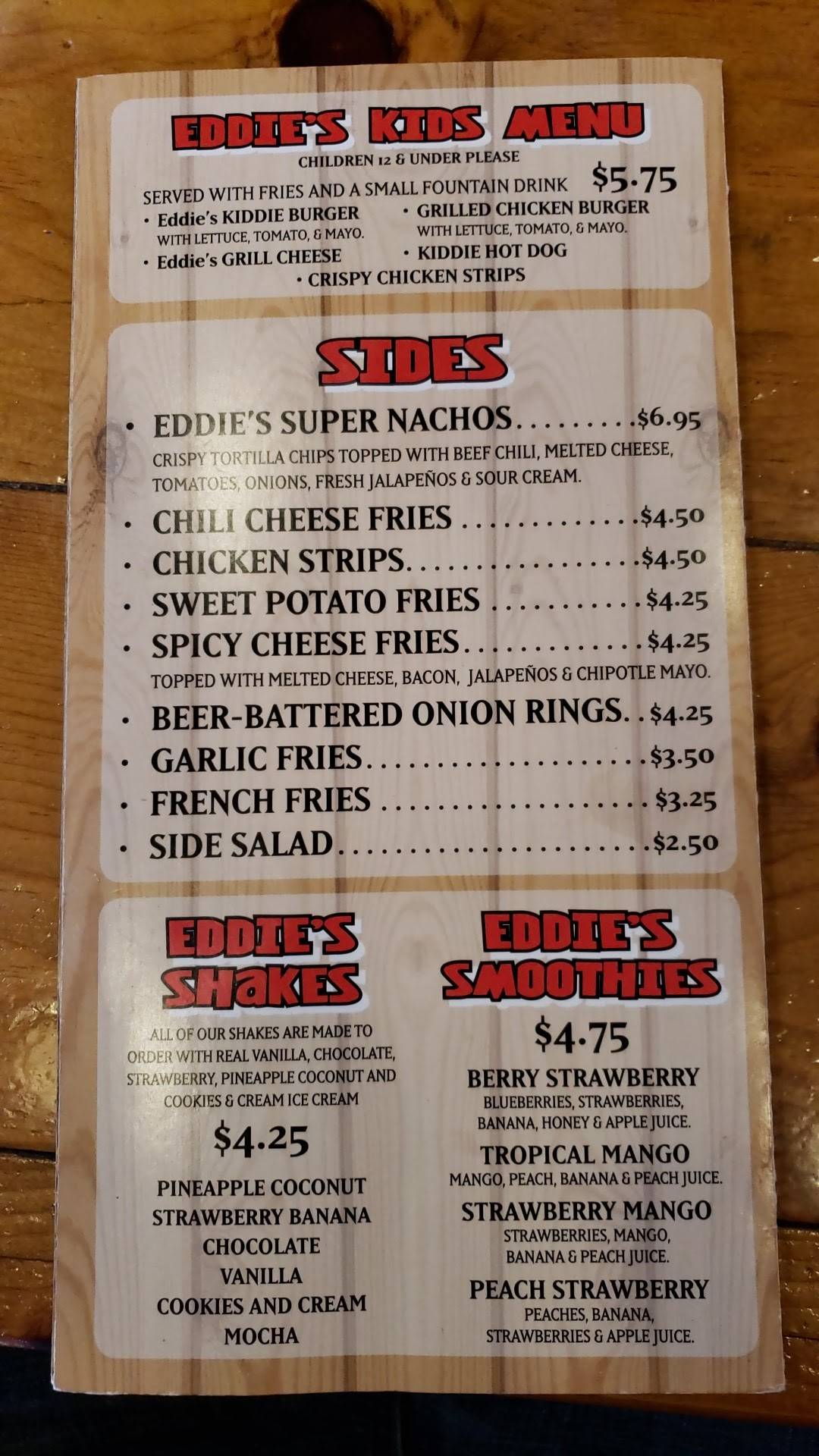 Menu at Eddie's Grill fast food, Lompoc, N H St