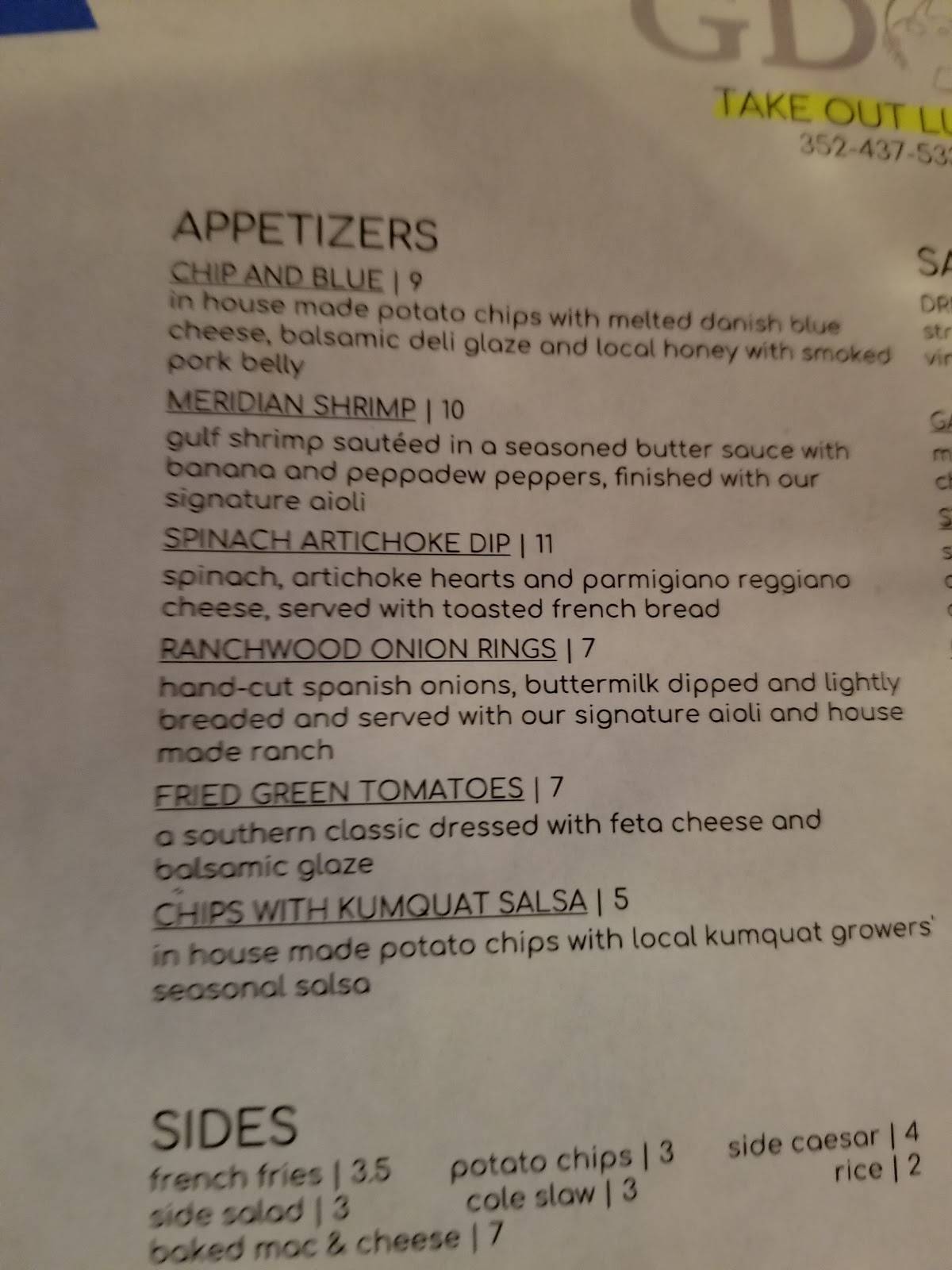 Menu at Green Door on 8th restaurant, Dade City