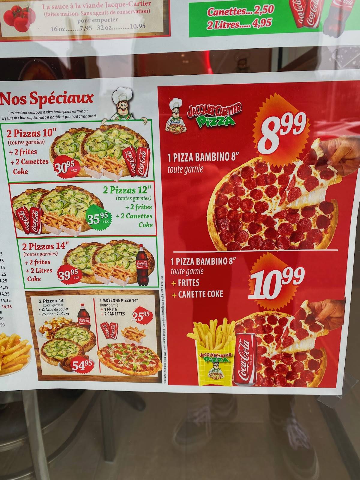 Menu au Jacques Cartier Pizza StJeansurRichelieu pizzeria, Saint