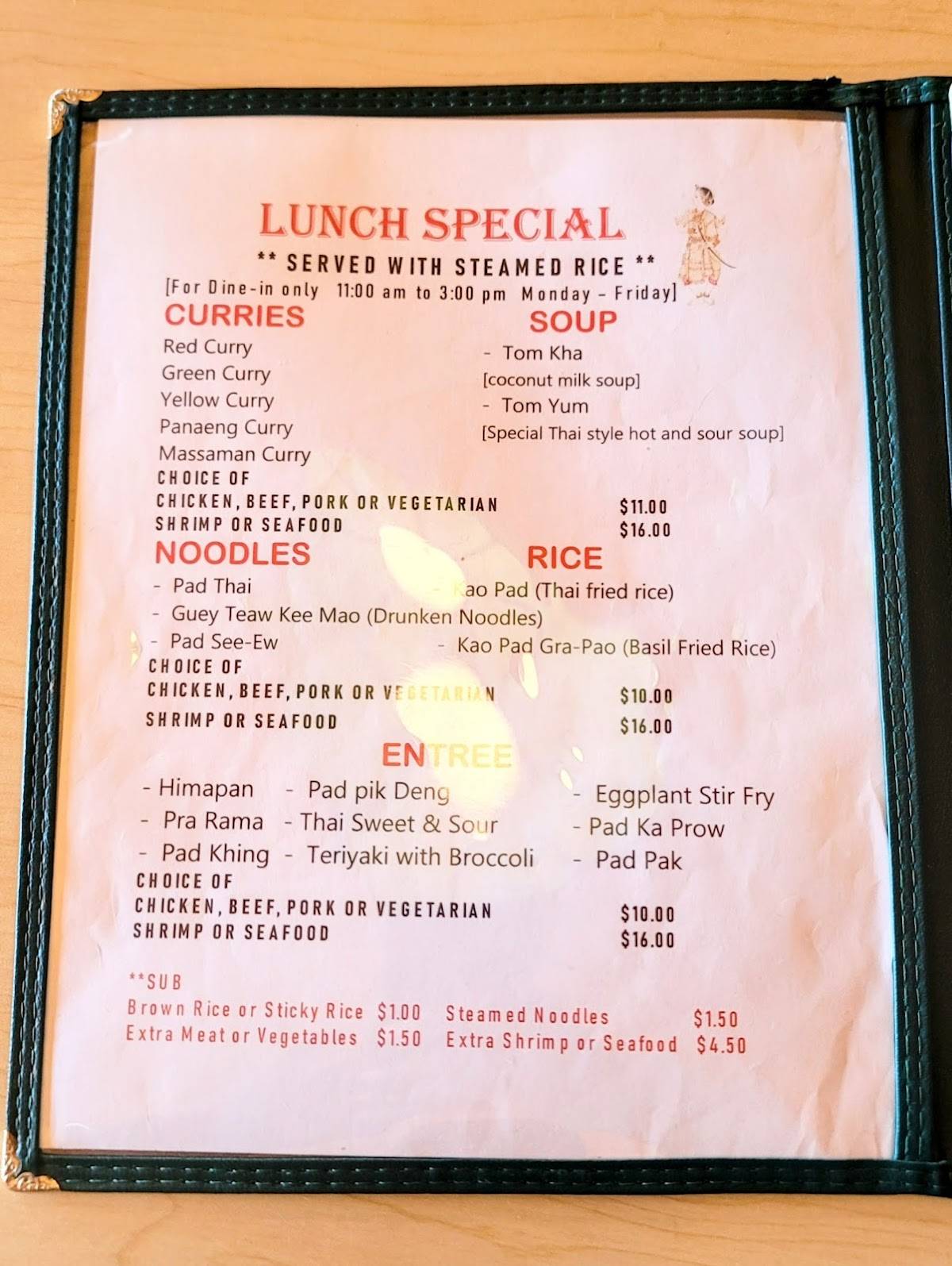 Menu at Kour Thai Restaurant, Clearlake