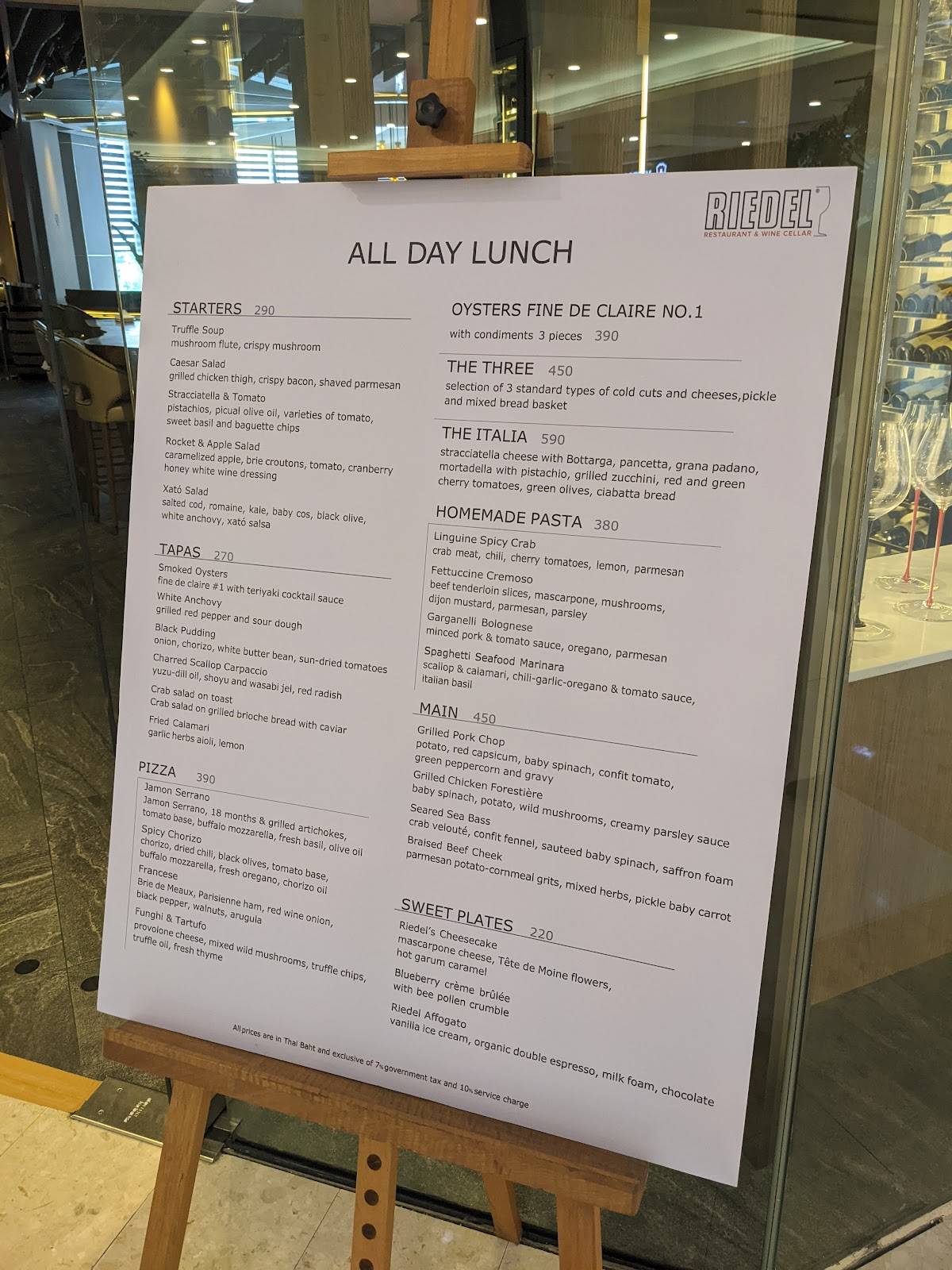 Menu at Riedel Wine Bar & Cellar, Bangkok