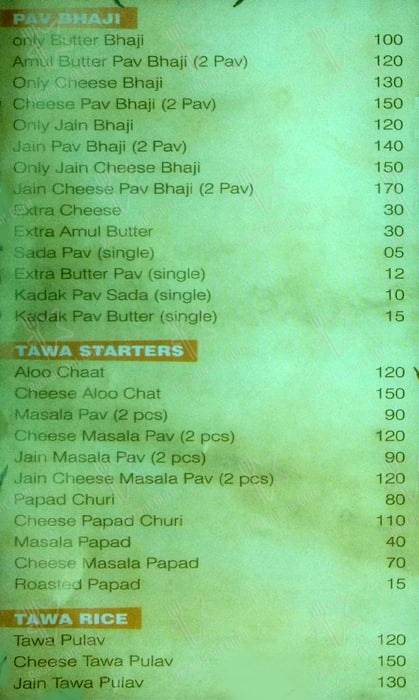 Menu at Smiley fast-food & Birju's Pav Bhaji Thane (since1972), Thane