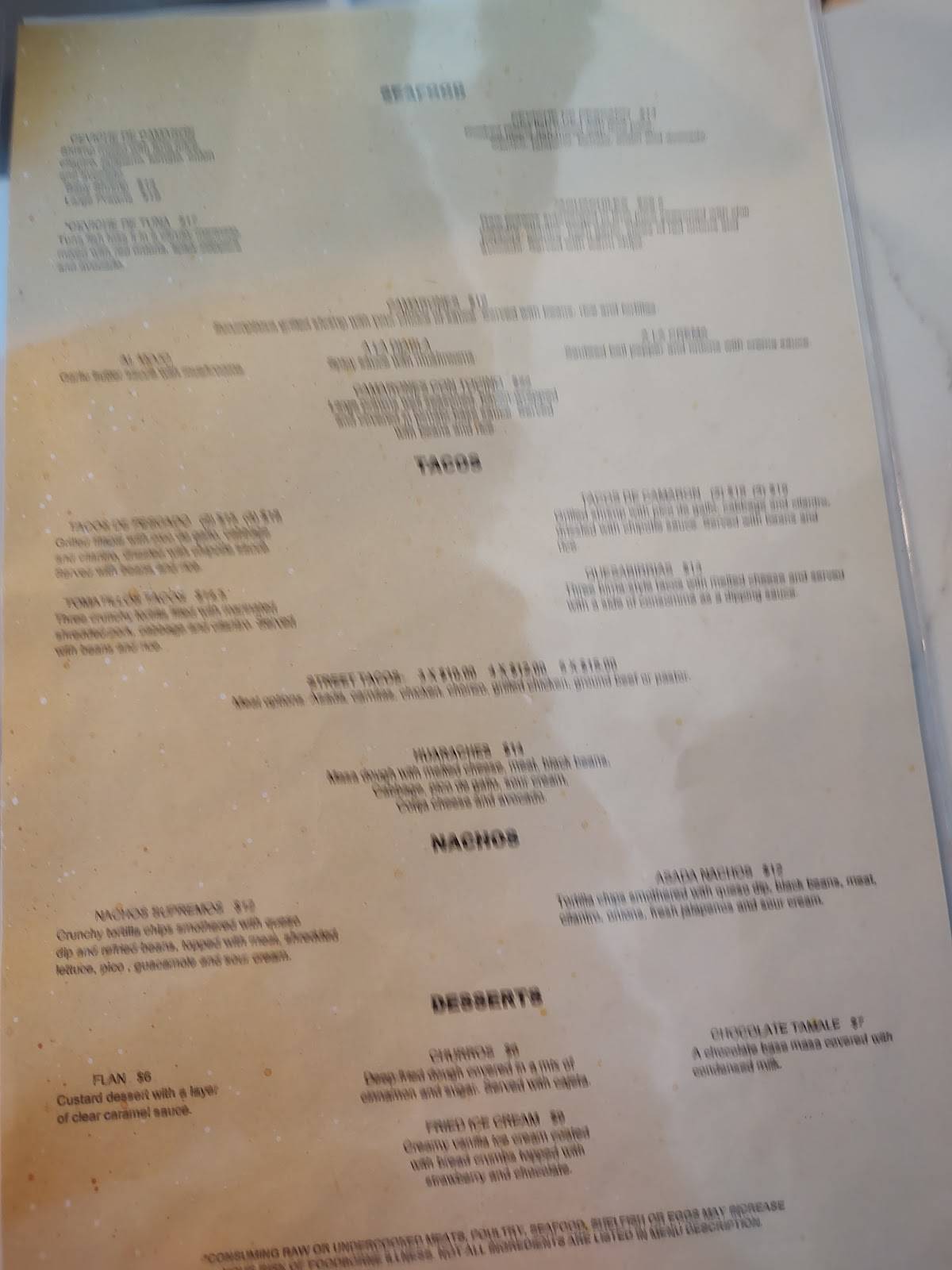 Menu at Tomatillo Authentic Mexican Flavors restaurant, Kennewick