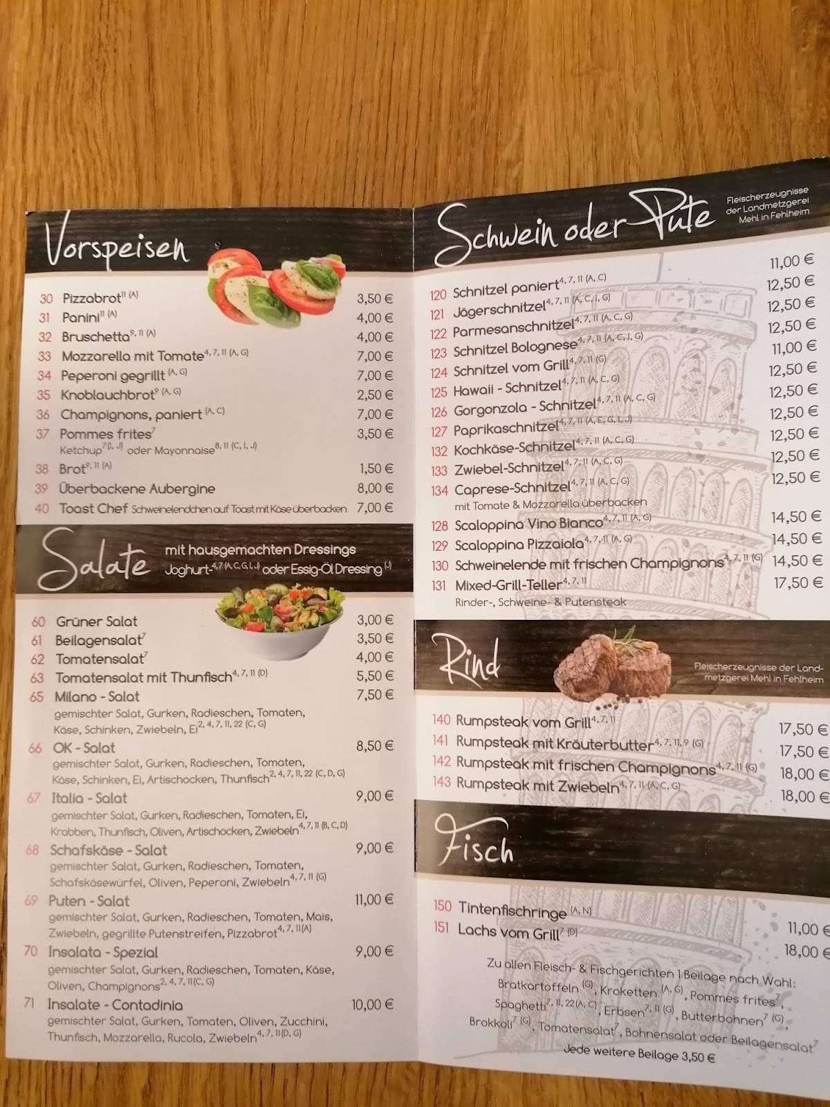 Меню Ristorante Pizzeria OK - Bei Maria, Хеппенхайм