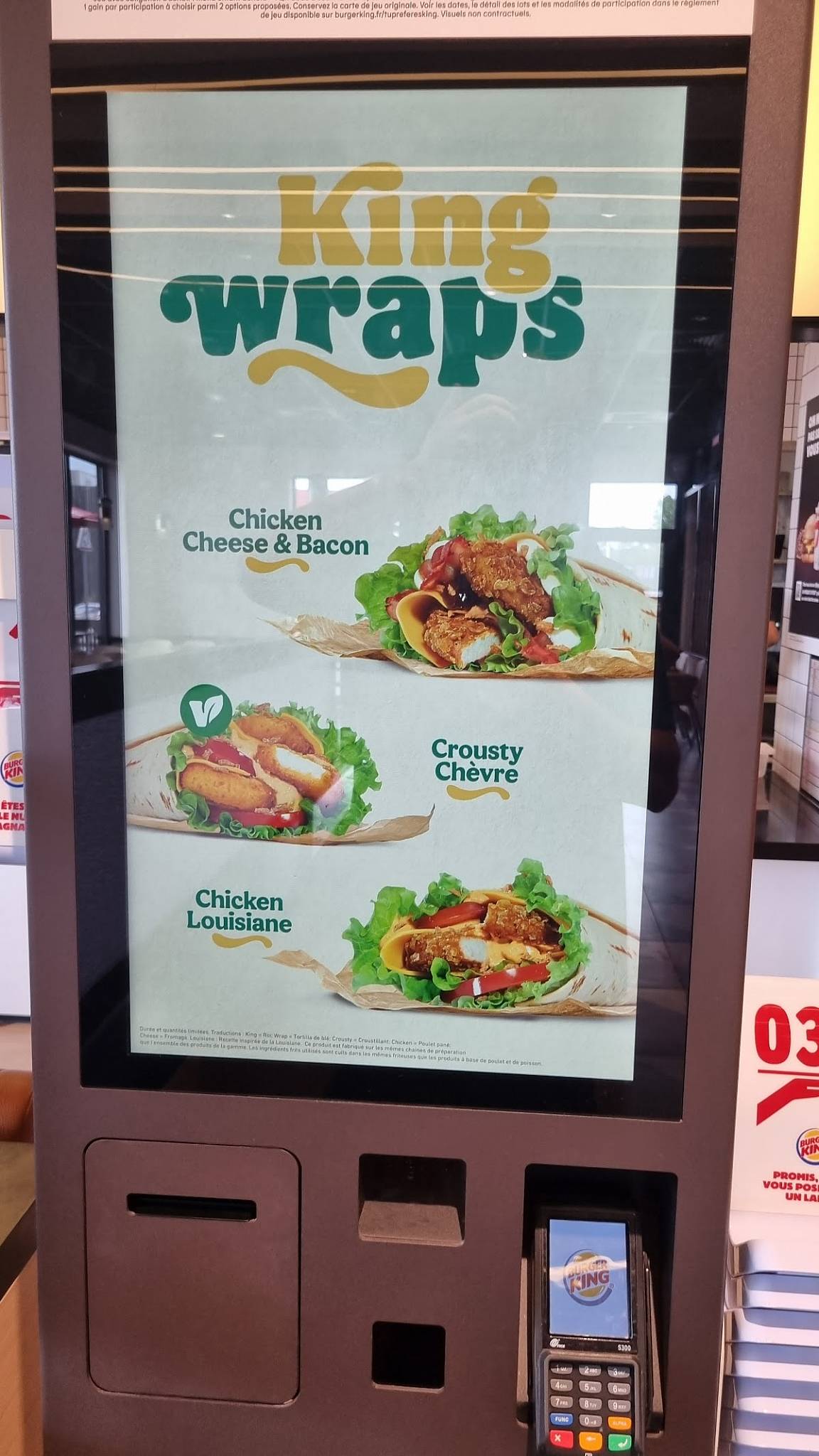 Menu au Burger King restaurant, SaintApollinaire
