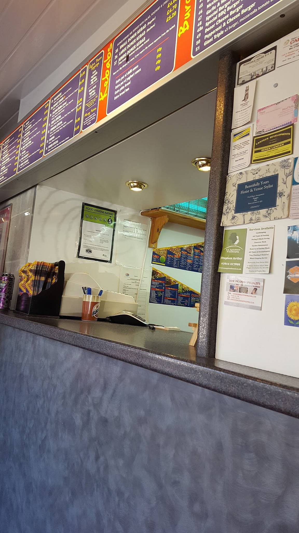 Menu at Spinners fast food, Filey