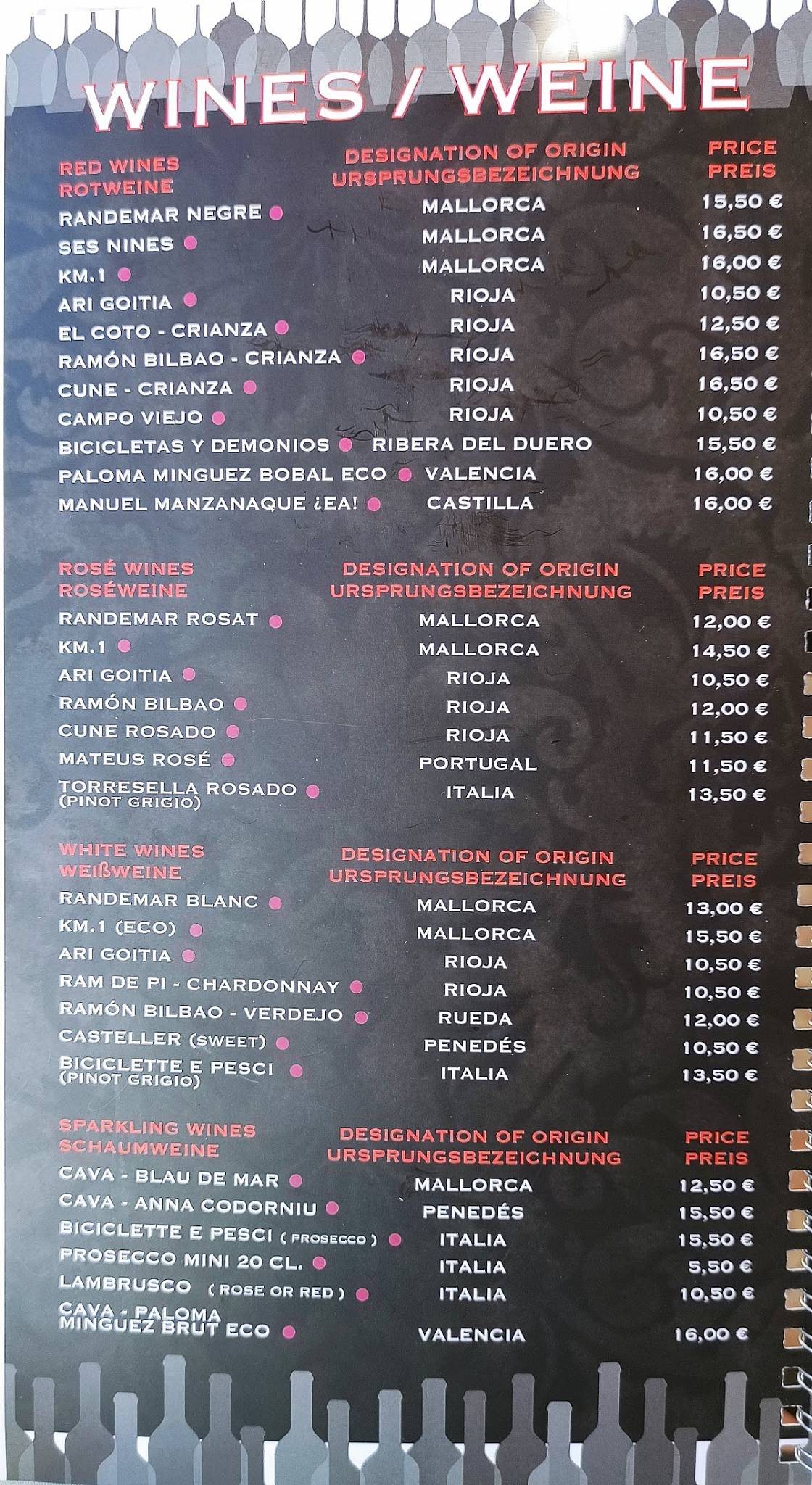 Menu at Steak House Pizzeria Venecia, Cales de Mallorca