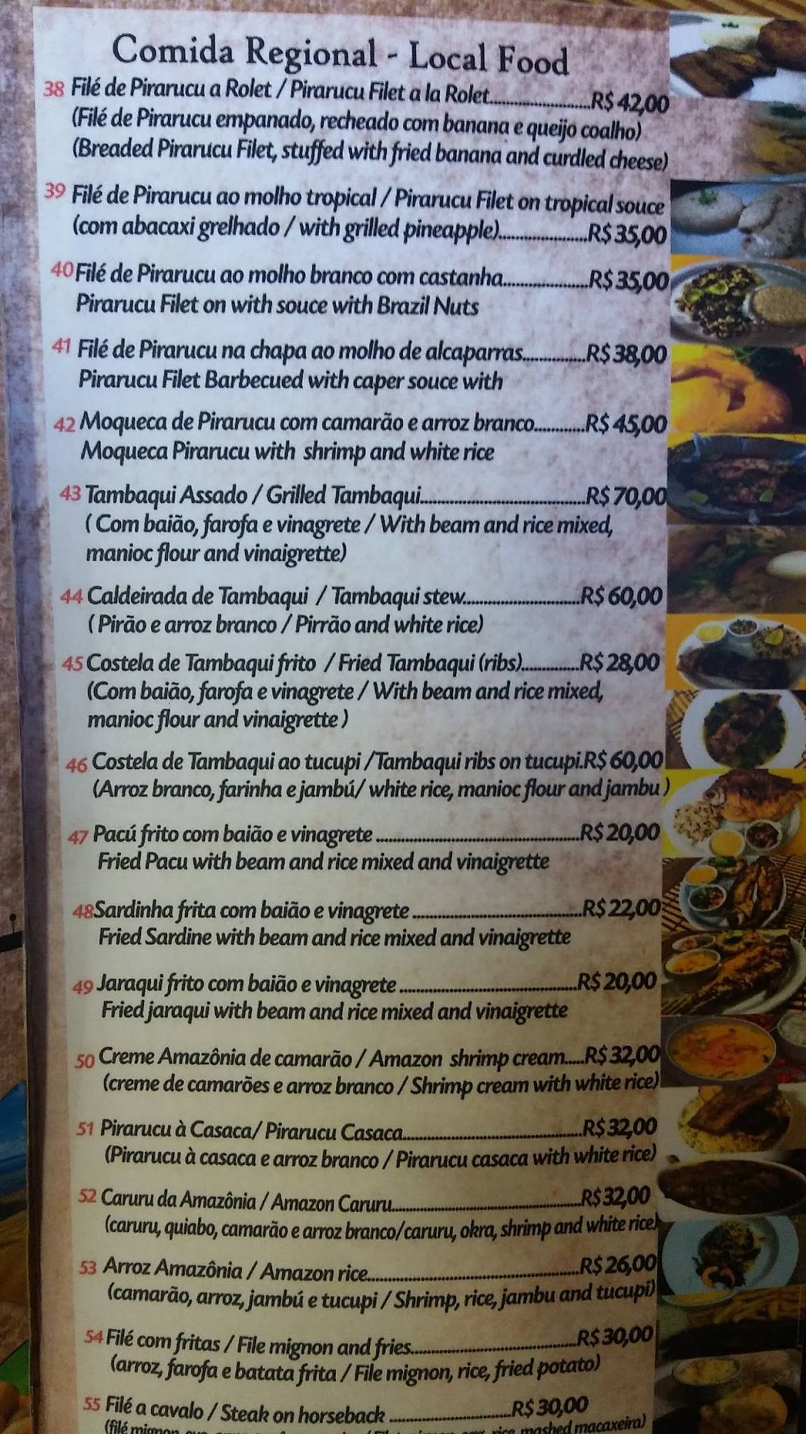 Menu Em Tacacaria Amazônia Cozinha Regional Restaurante Manaus Rua