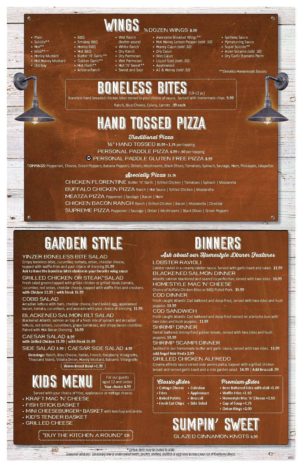 Menu at The Crooked Paddle pub & bar, Linesville