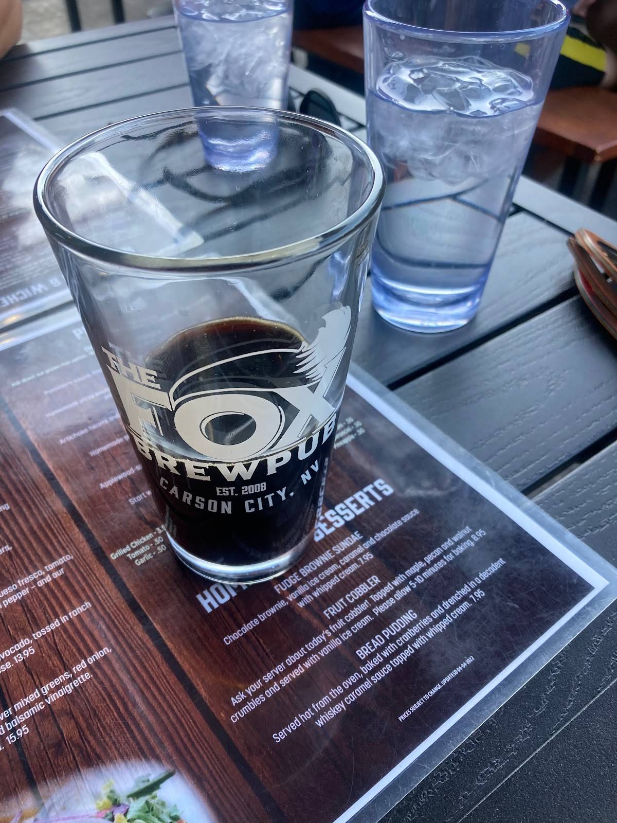 Menu at The Fox Brewery & Pub, Carson City