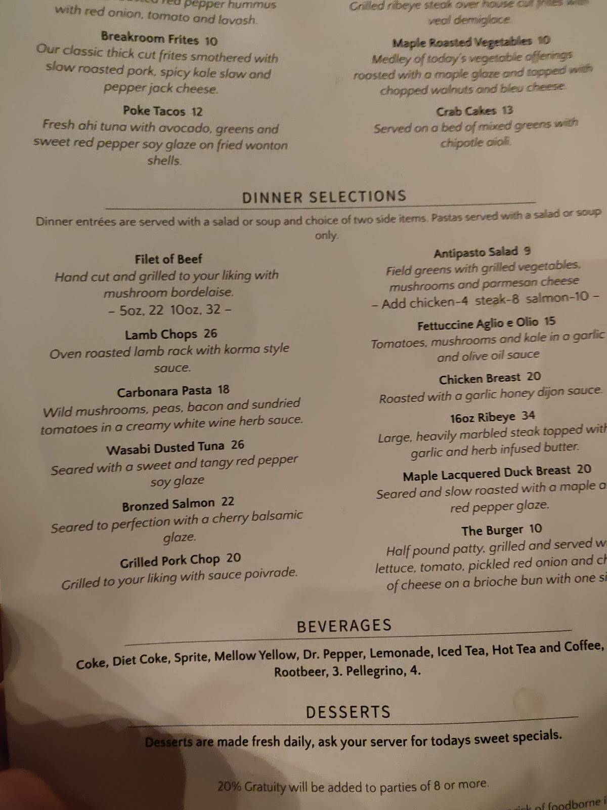 Menu at The Grand Cafe, Jefferson City