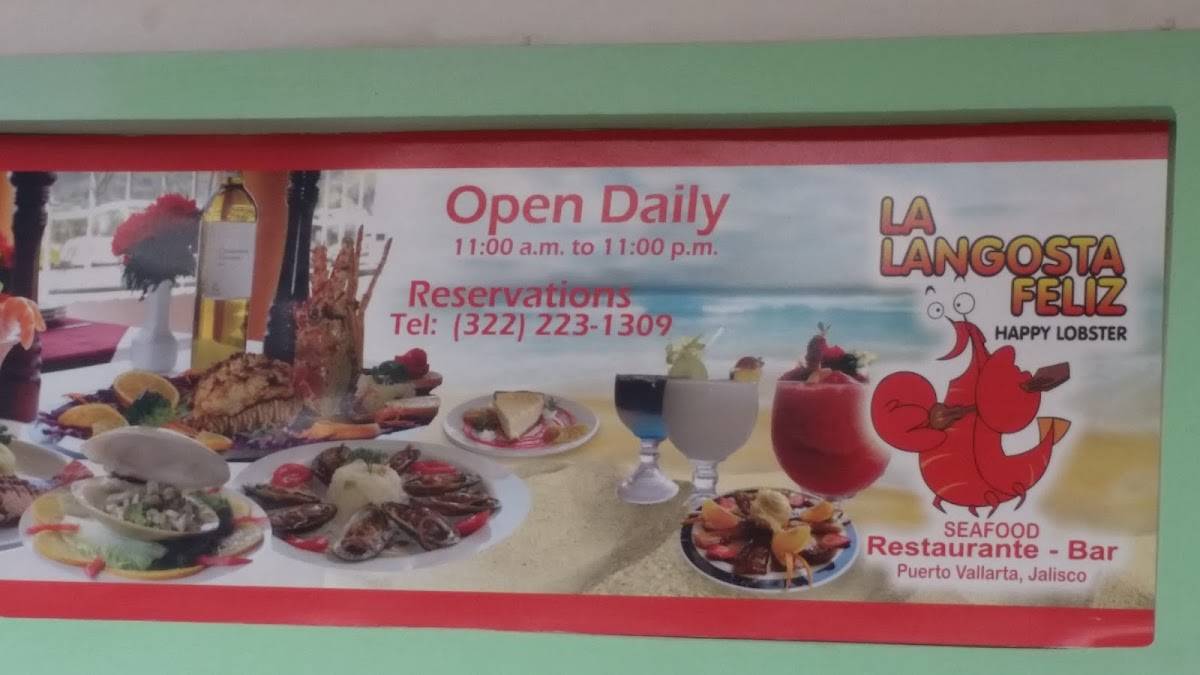 Menu at The Happy Lobster restaurant, Puerto Vallarta