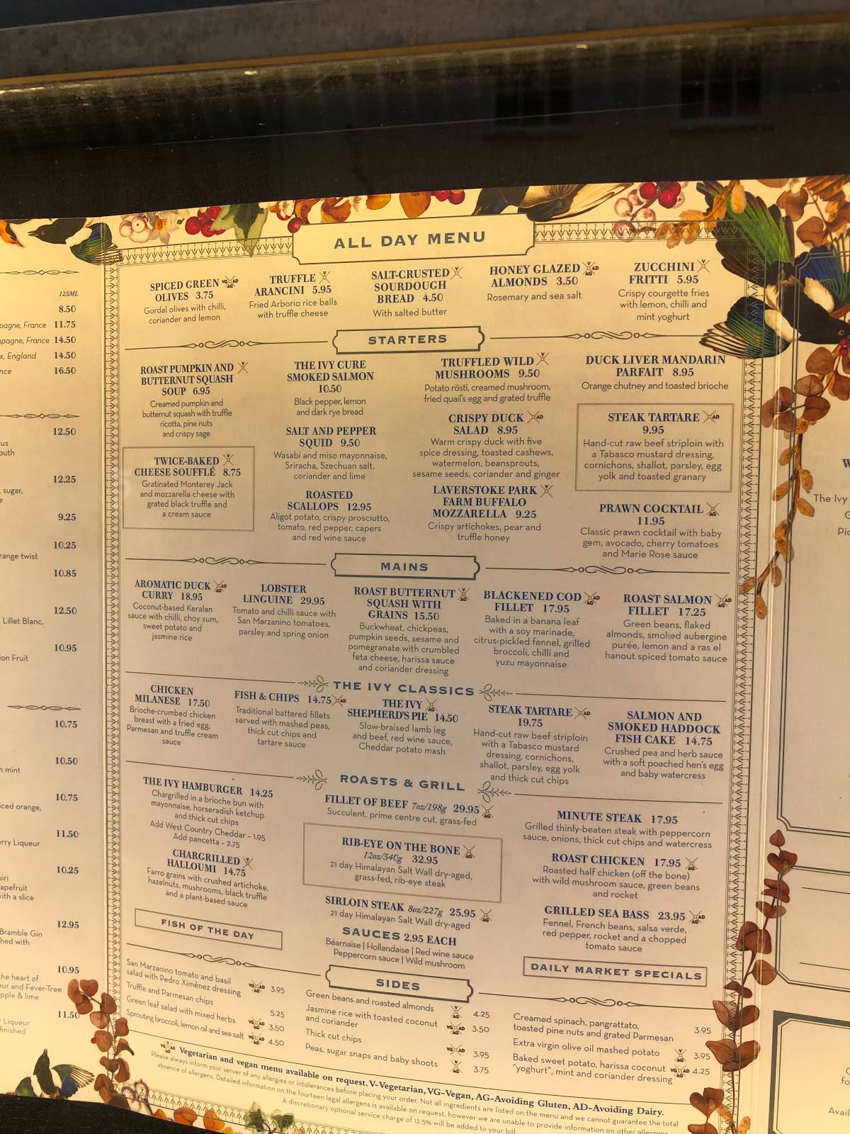 Menu At The Ivy Exeter Restaurant Exeter