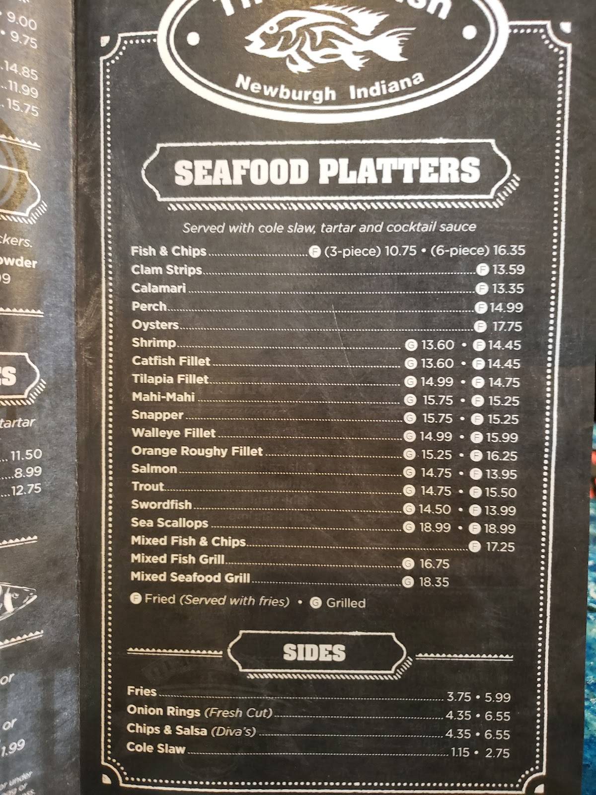 Menu at The Tin Fish restaurant, Newburgh