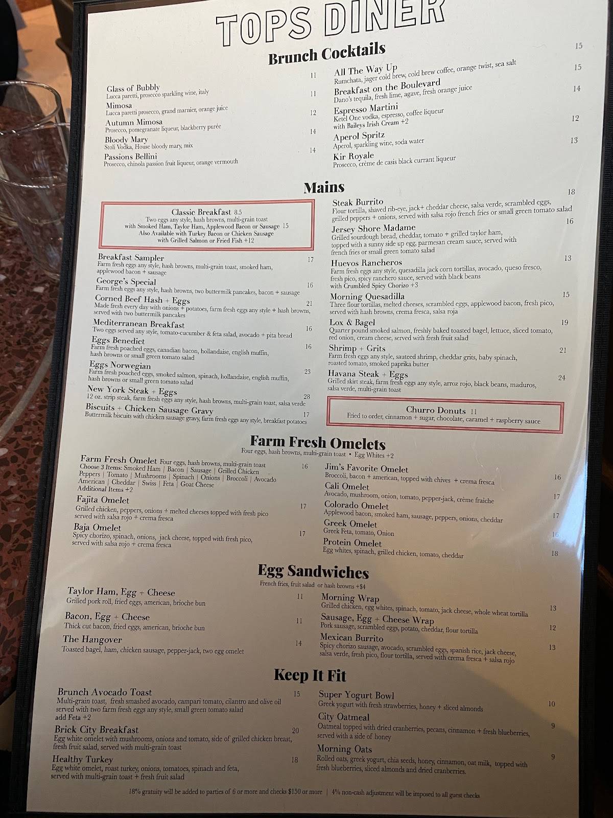 Menu at Tops Diner desserts, East Newark