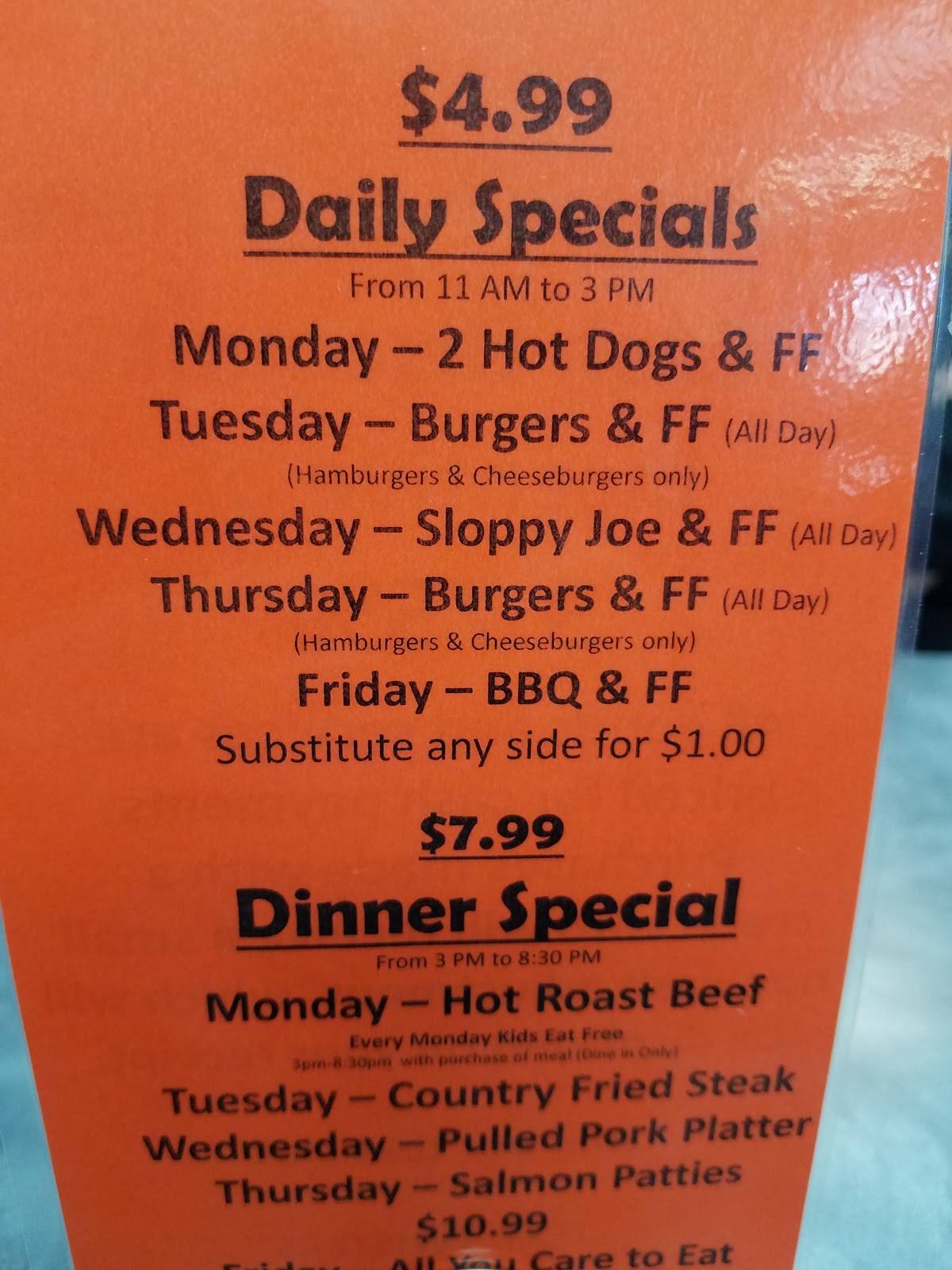 Menu at Twister's Diner restaurant, Knoxville, Washington Pike