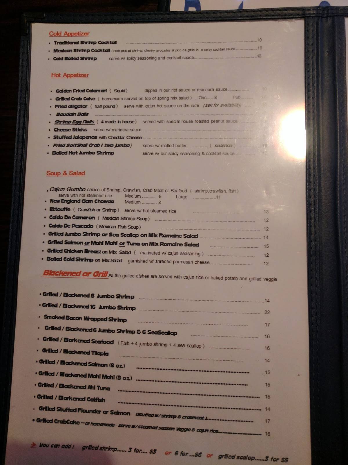 Menu at Baytown Seafood Restaurant, Victoria
