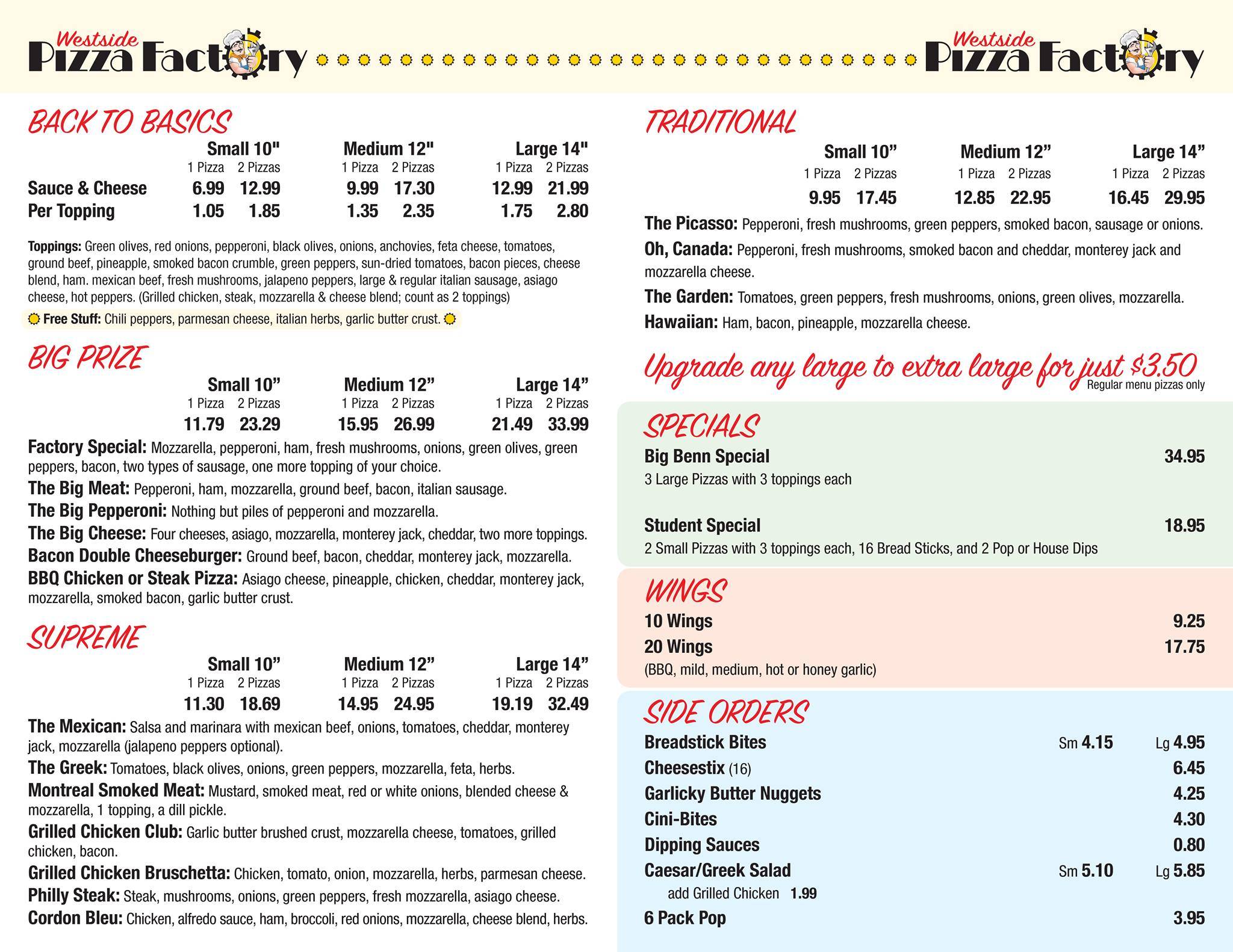 Menu At Pizza Pizzeria, Belleville