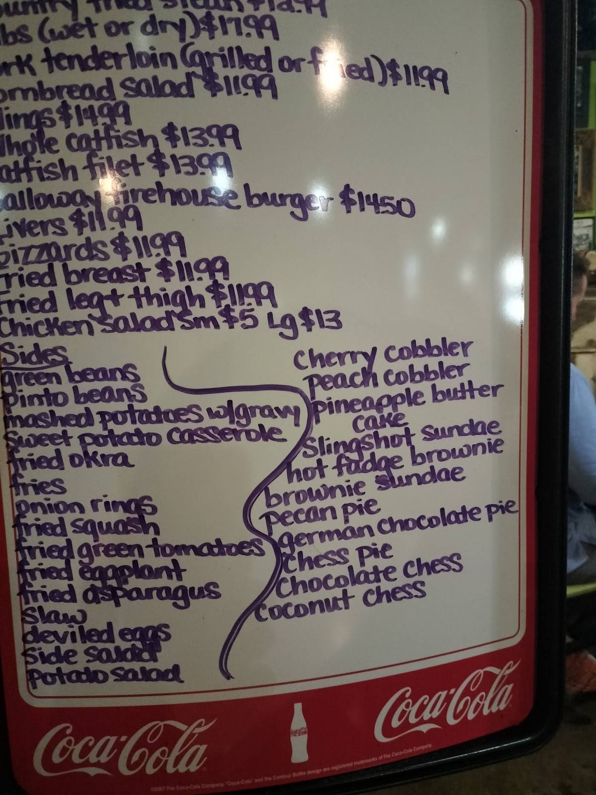 Menu at Sling Shot Charlie's restaurant, Arlington