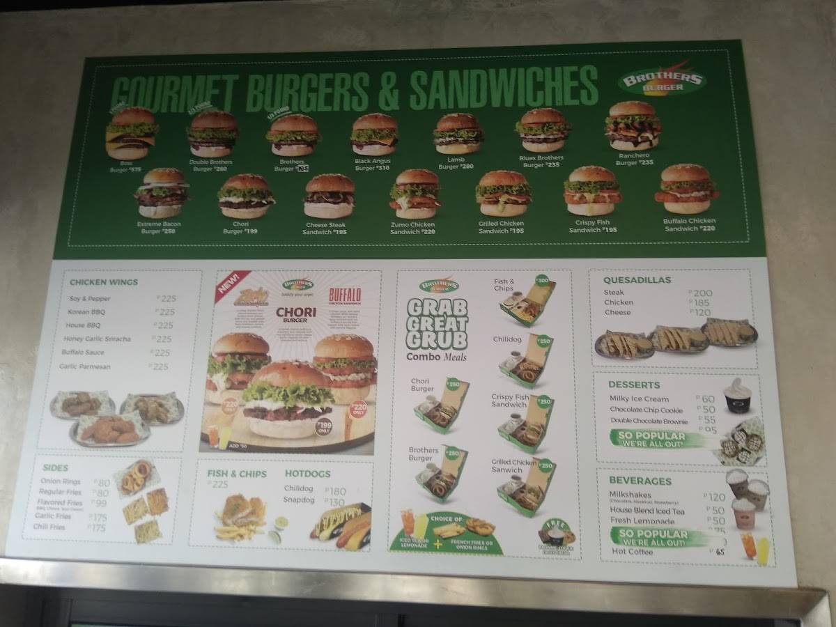 Menu at Brothers Burger Caltex SLEX Biñan restaurant, Biñan