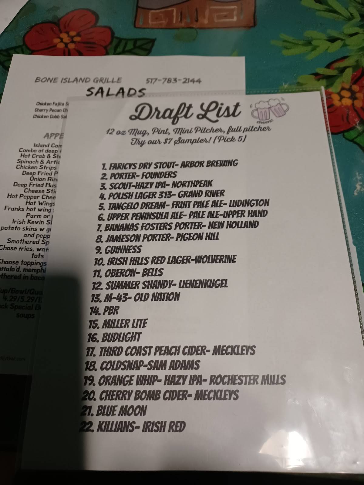 Menu at Bone Island Grille pub & bar, Jackson