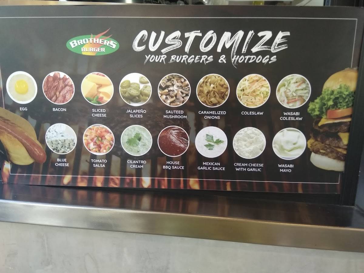 Menu at Brothers Burger Caltex SLEX Biñan restaurant, Biñan