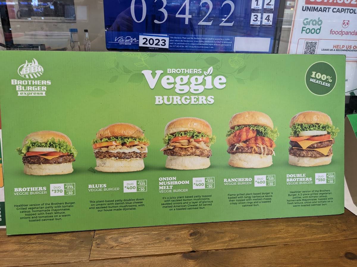 Menu at Brothers Burger Caltex SLEX Biñan restaurant, Biñan