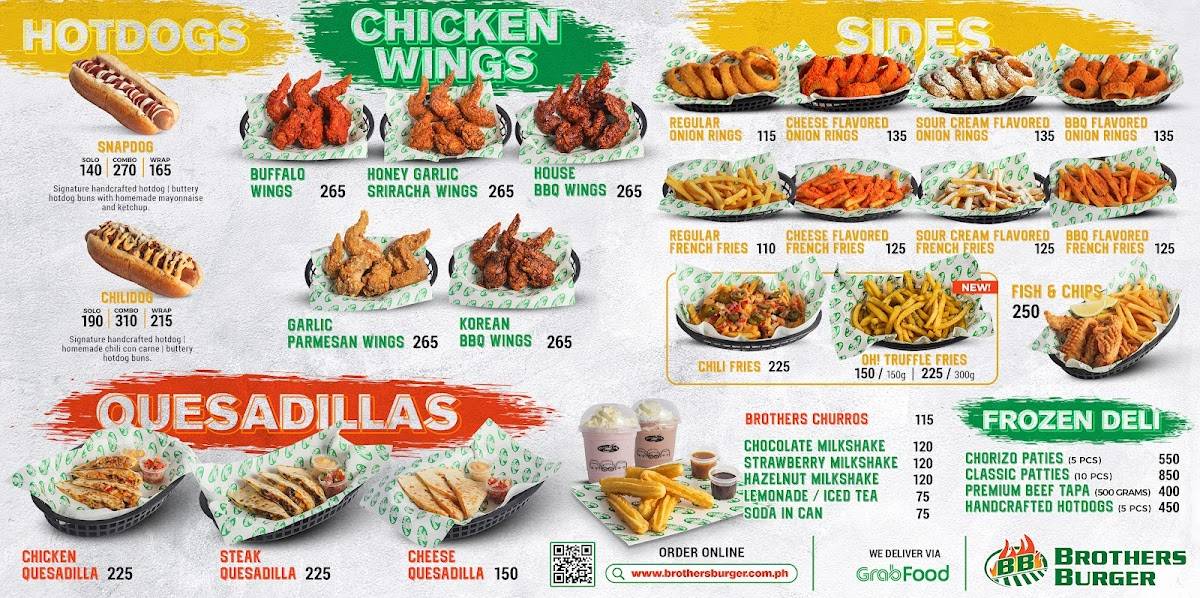 Menu at Brothers Burger Caltex SLEX Biñan restaurant, Biñan