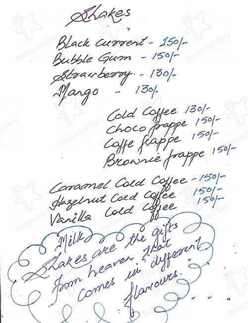 Menu at Brownie Box, Jammu, Main Road