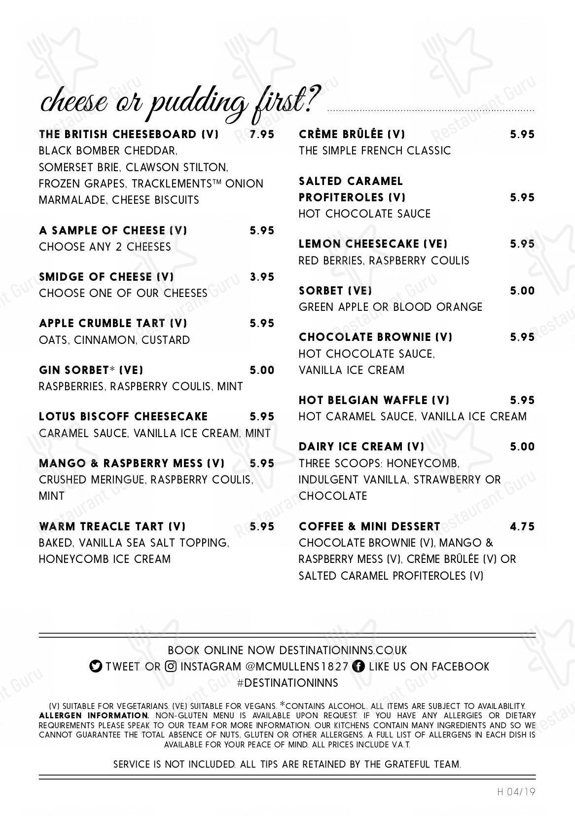 Menu at Bullfinch pub & bar, Sevenoaks