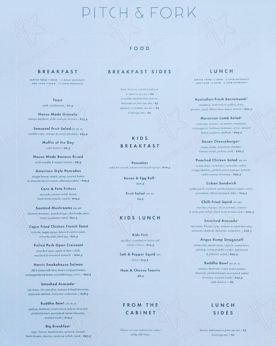 Pitch and Fork menu