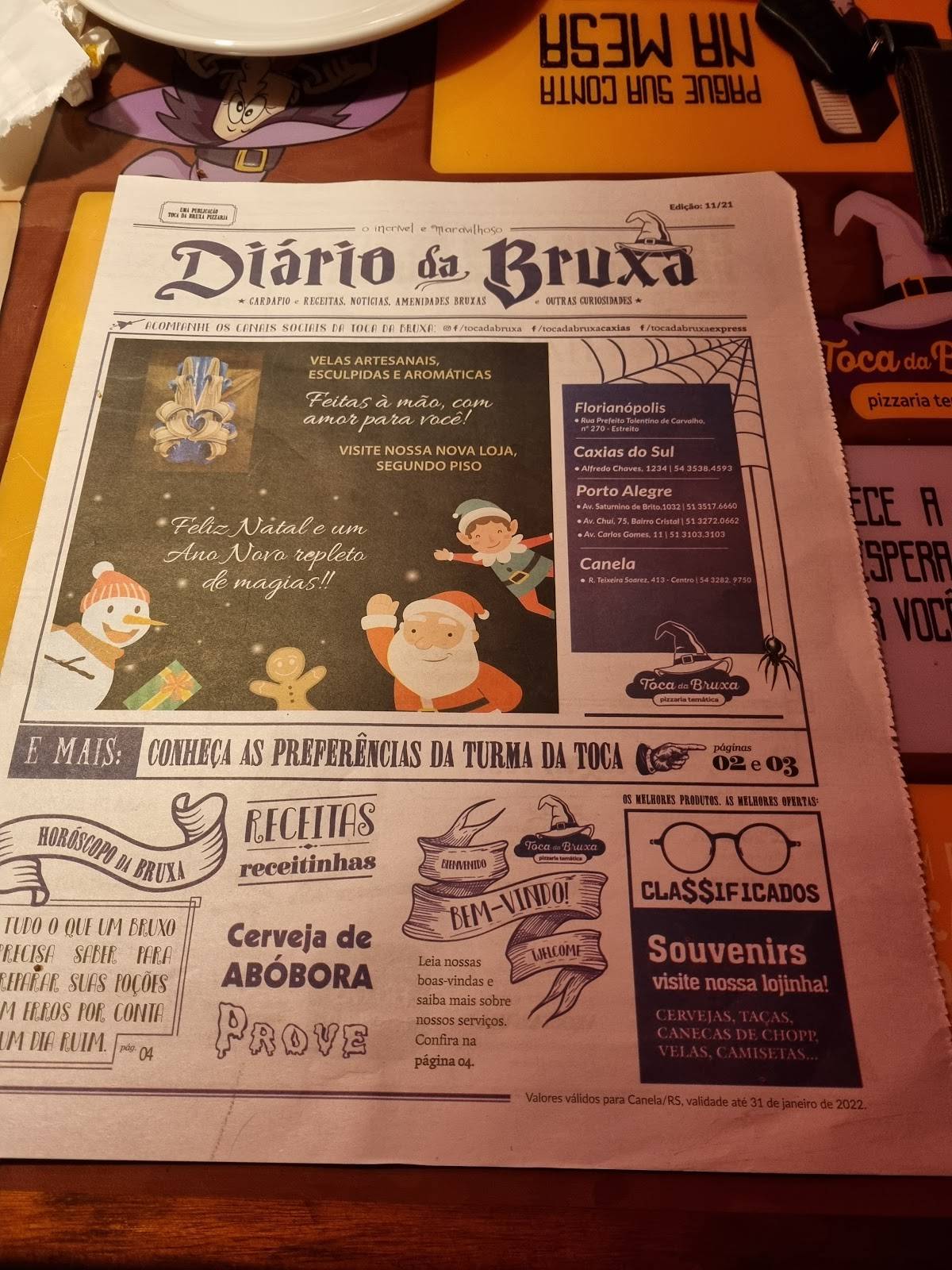 Menu Em Toca Da Bruxa Pizzaria Tem Tica Canela R Teixeira Soares