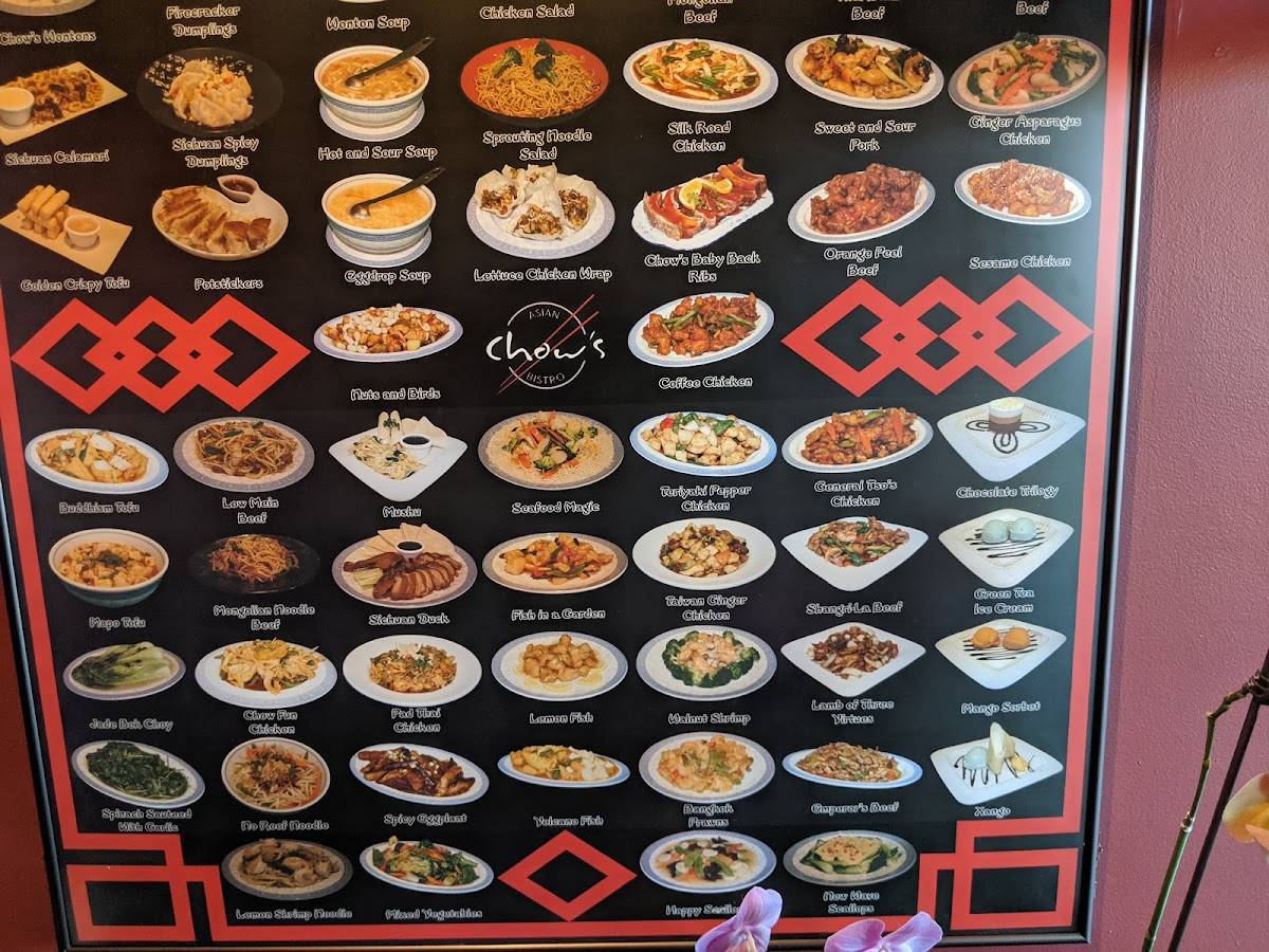 Menu at Chows Asian Bistro restaurant, Santa Fe