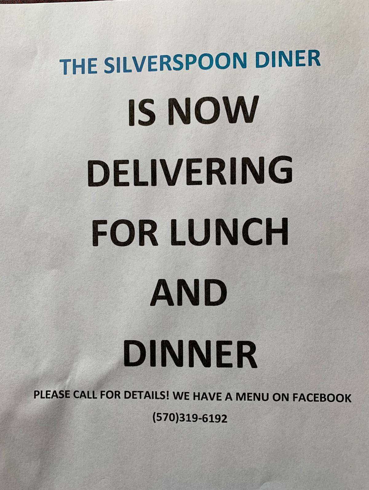 Menu at Silver Spoon Diner restaurant, Clarks Summit