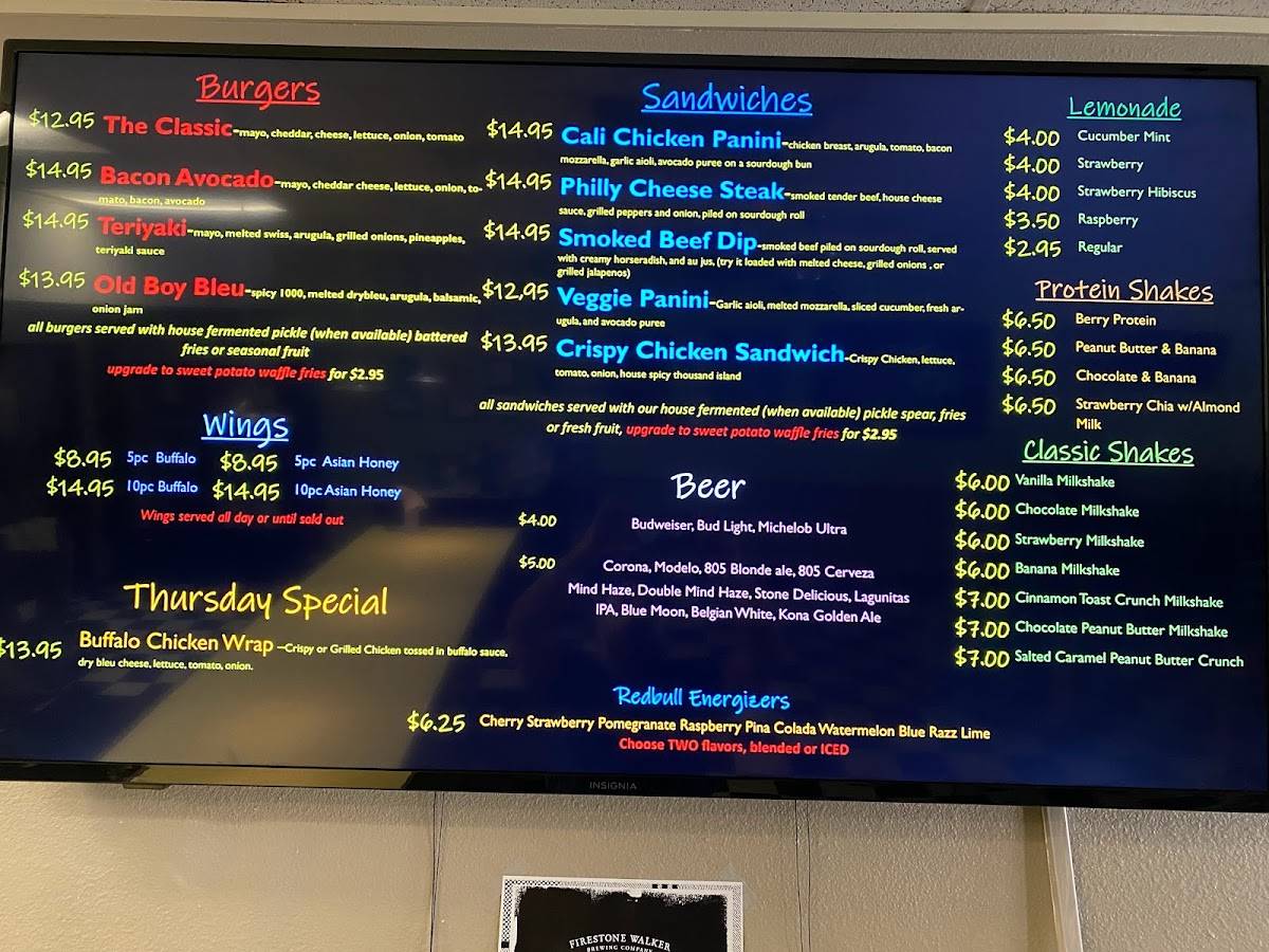 Menu at The Salty Pickle restaurant, Coalinga