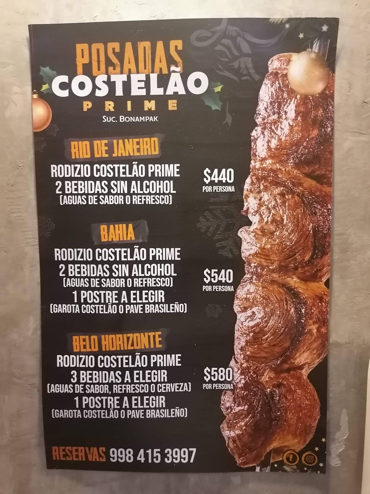 Carta del restaurante Costelão Churrascaria Bonampak, Cancún, Avenida ...