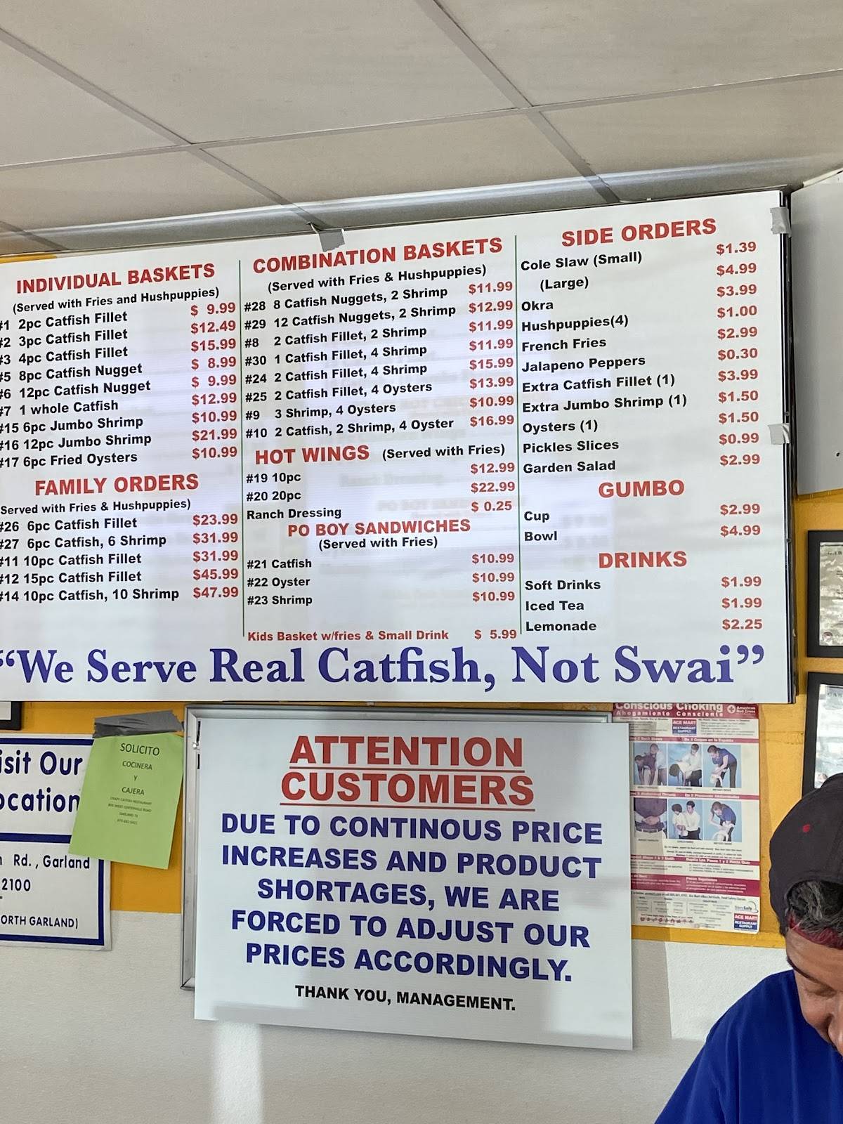 Menu at Crazy Catfish Restaurant, Garland, 805 W Centerville Rd