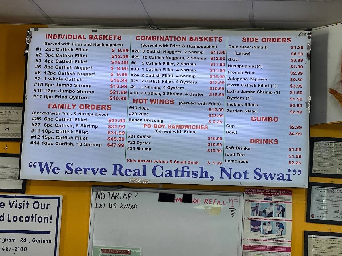Menu at Crazy Catfish Restaurant, Garland, 805 W Centerville Rd