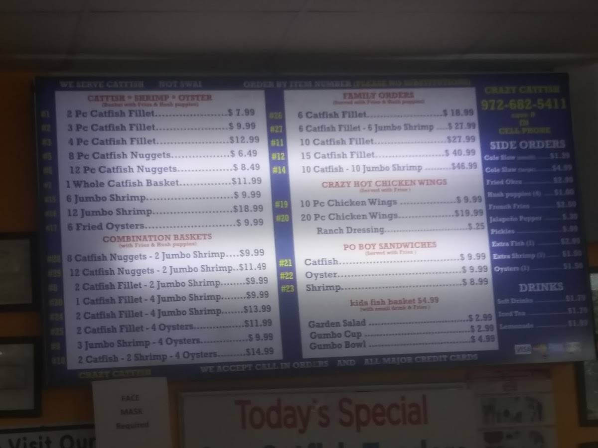 Menu at Crazy Catfish Restaurant, Garland, 805 W Centerville Rd