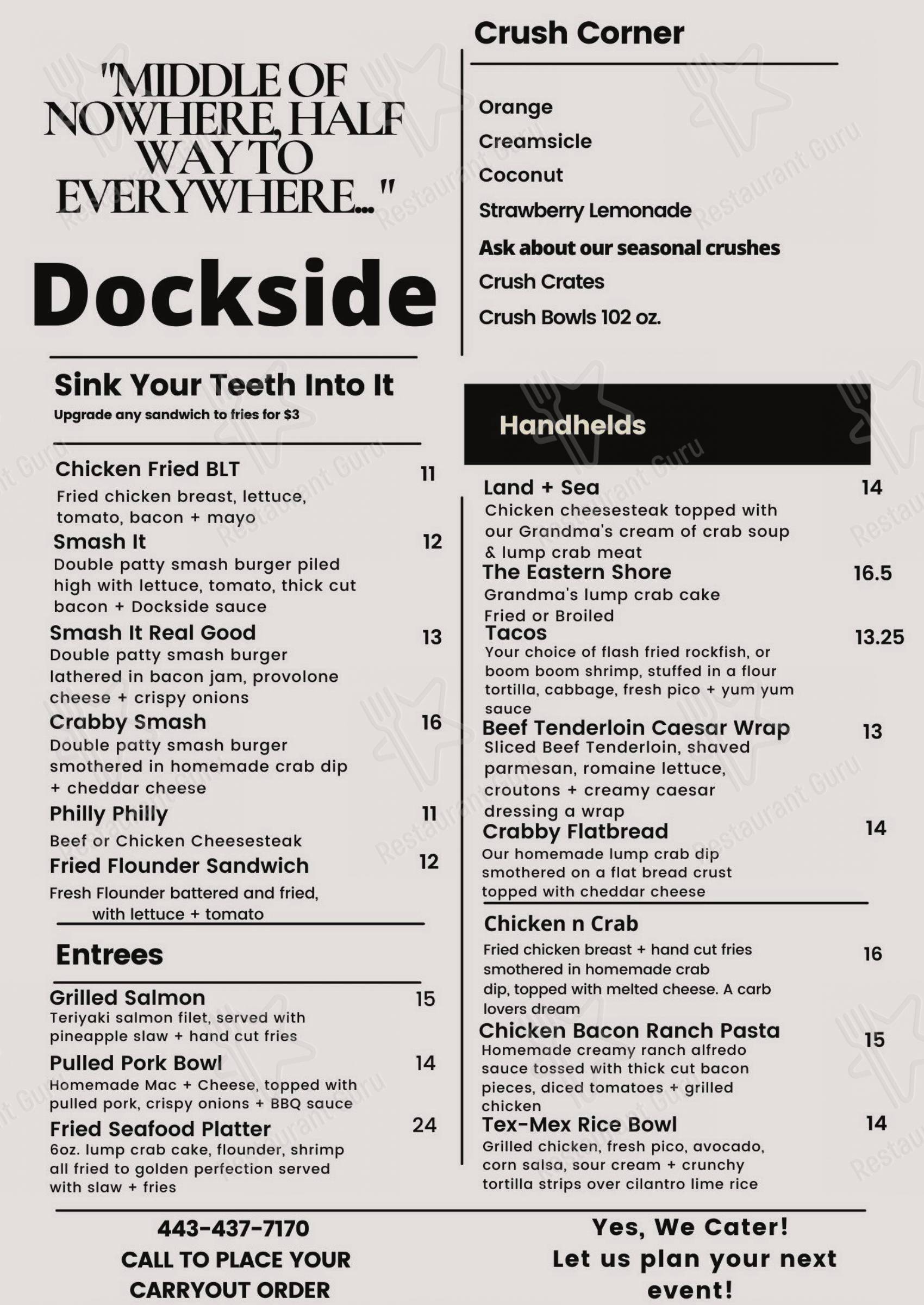 Menu at Dockside restaurant, City