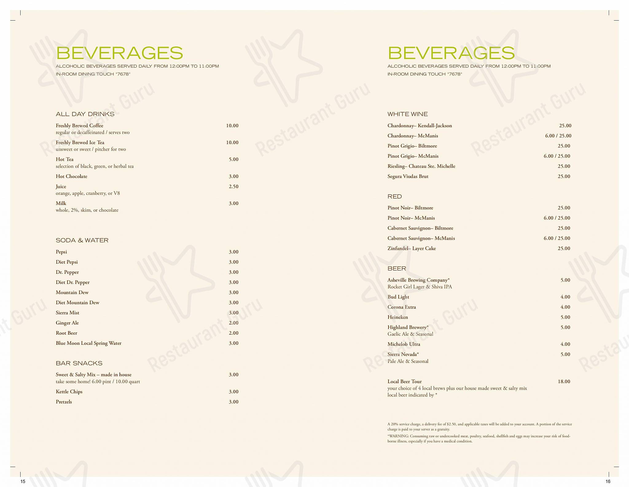 Menu at Ducker Tea Room, Asheville